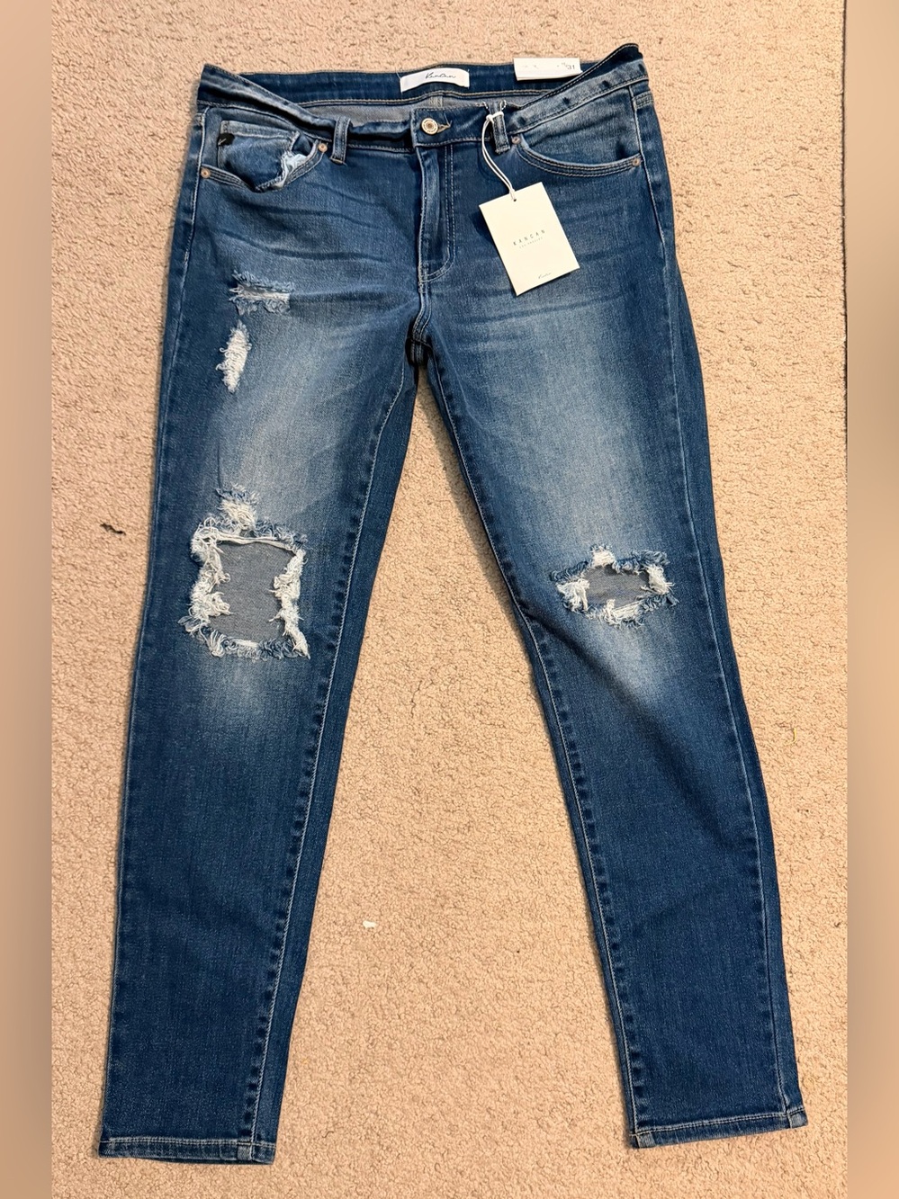 KanCan Women's Blue Distressed Skinny Jeans Size 15/31